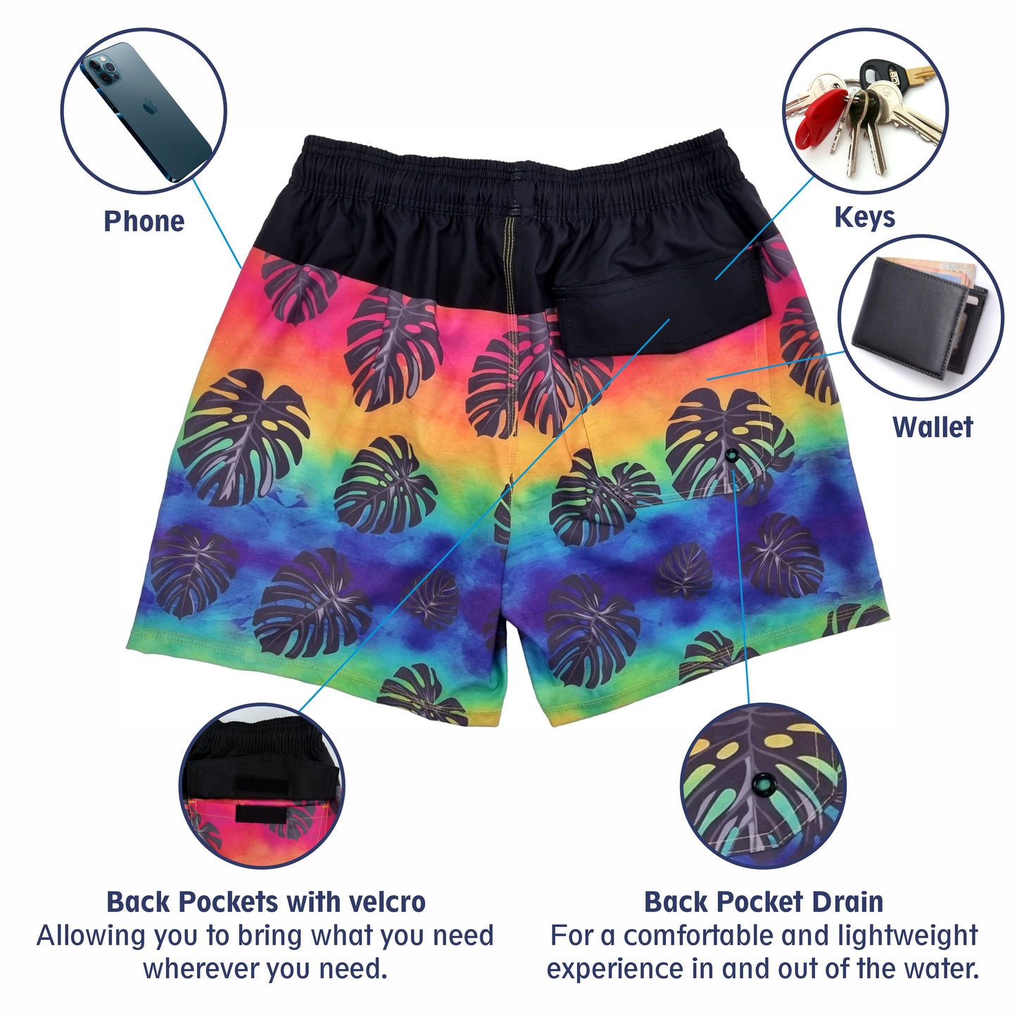 Mens Swim Trunk: Rainbow Sunset