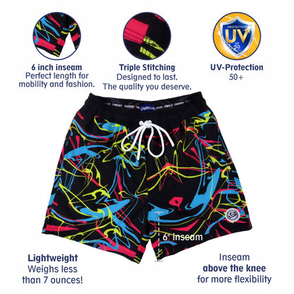 Mens Swim Trunk: Neon Night