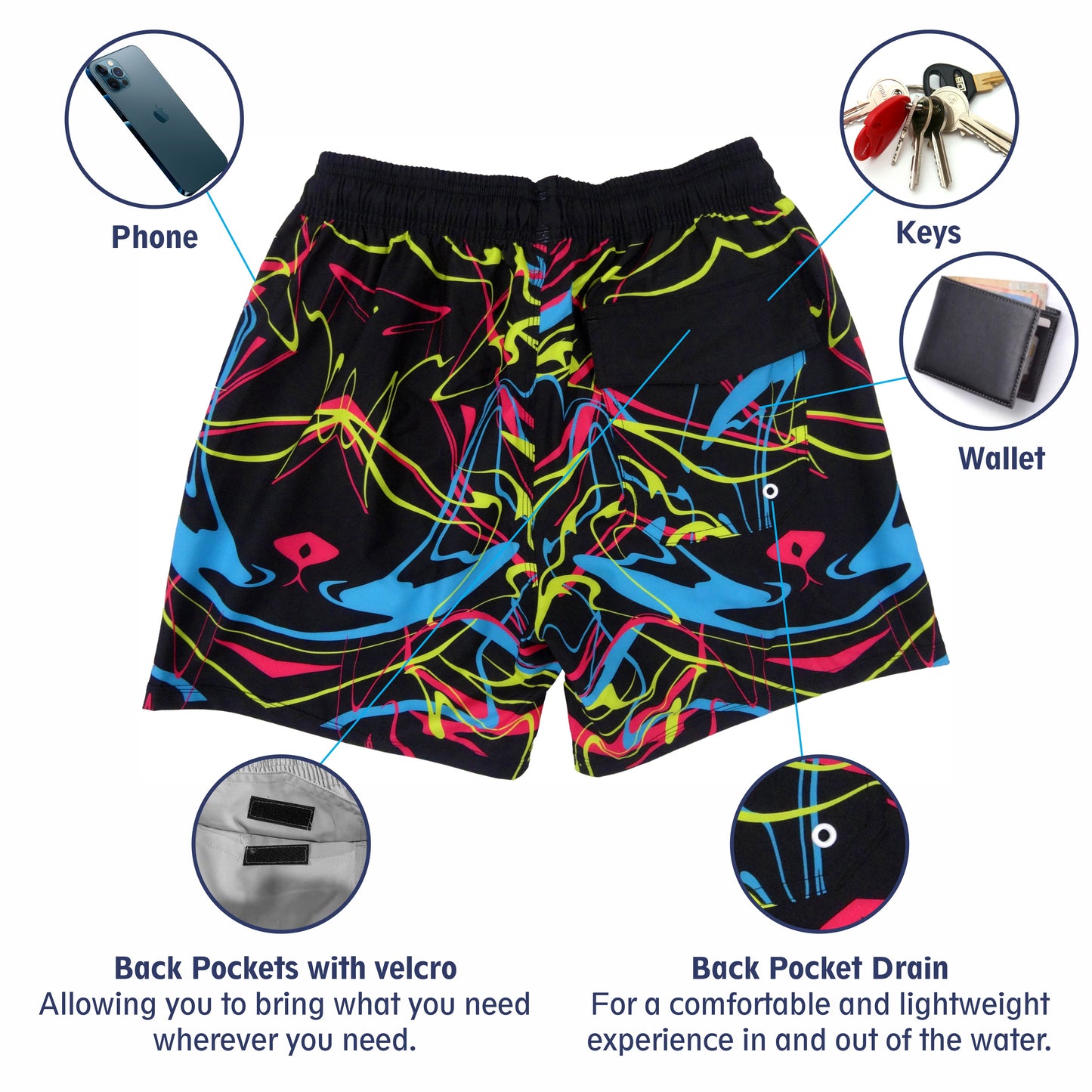 Mens Swim Trunk: Neon Night